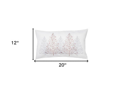 12’ X 20’ White Forest Christmas Trees Polyester Zippered Pillow With Embroidery - Accent Throw Pillows