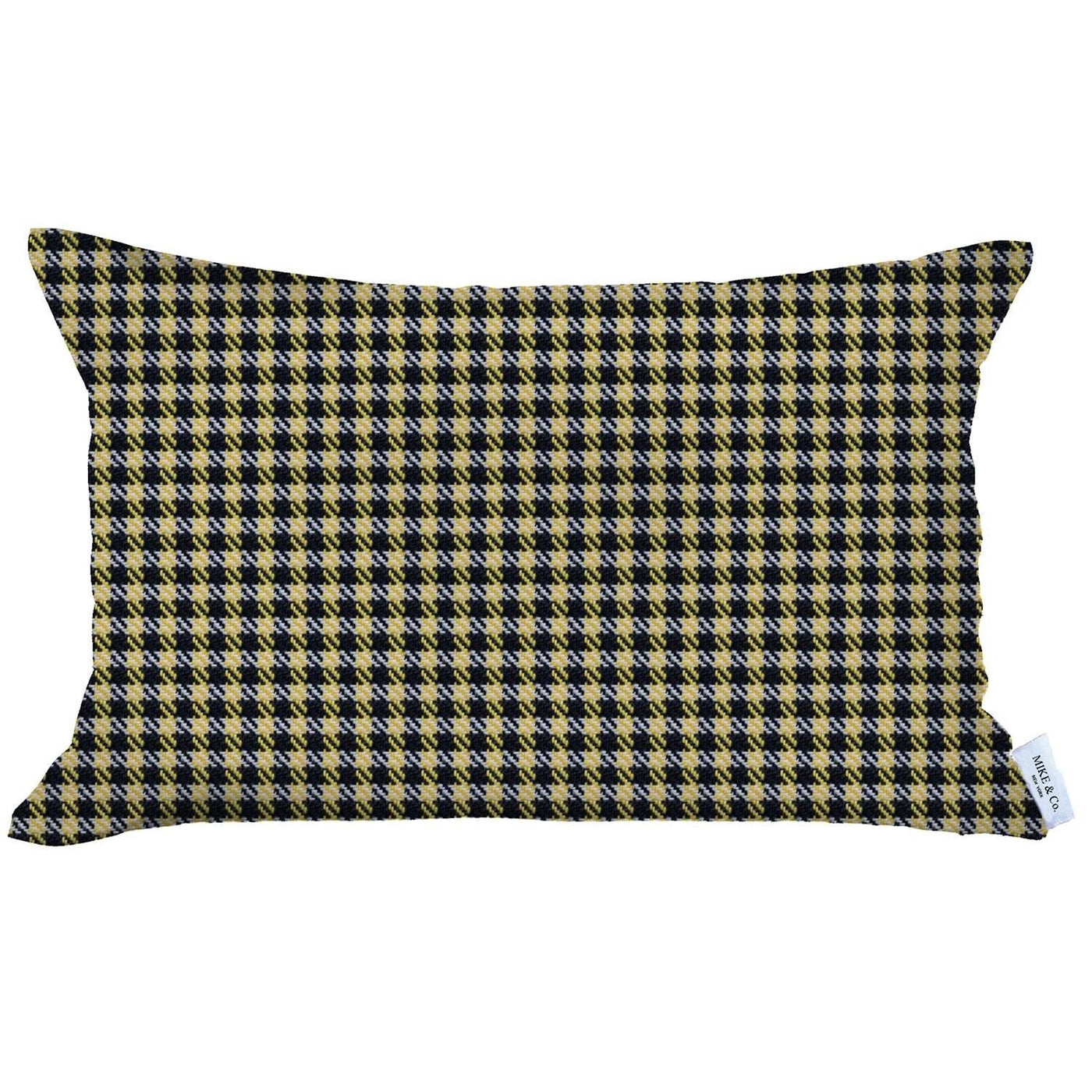 12’ X 20’ Yellow Houndstooth Zippered Handmade Polyester Lumbar Pillow Cover - Accent Throw Pillows