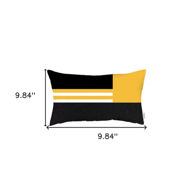 12’ X 20’ Yellow Striped Zippered Handmade Polyester Lumbar Pillow Cover - Accent Throw Pillows