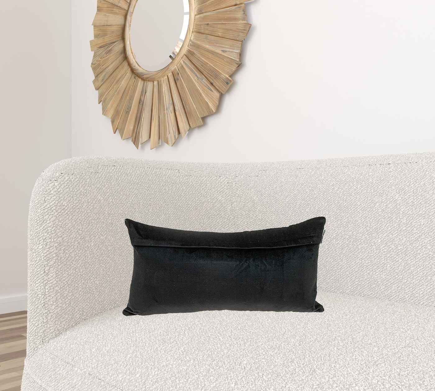 Black and White Quilted Color Block Velvet Lumbar Throw Pillow - Accent Throw Pillows