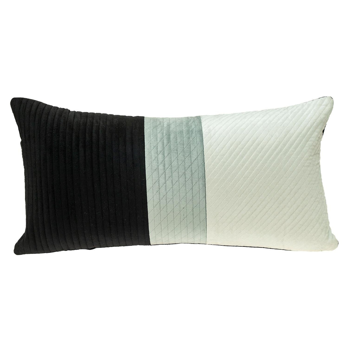 12’’ X 24’’ Black and White Striped Velvet Throw Pillow - Accent Throw Pillows