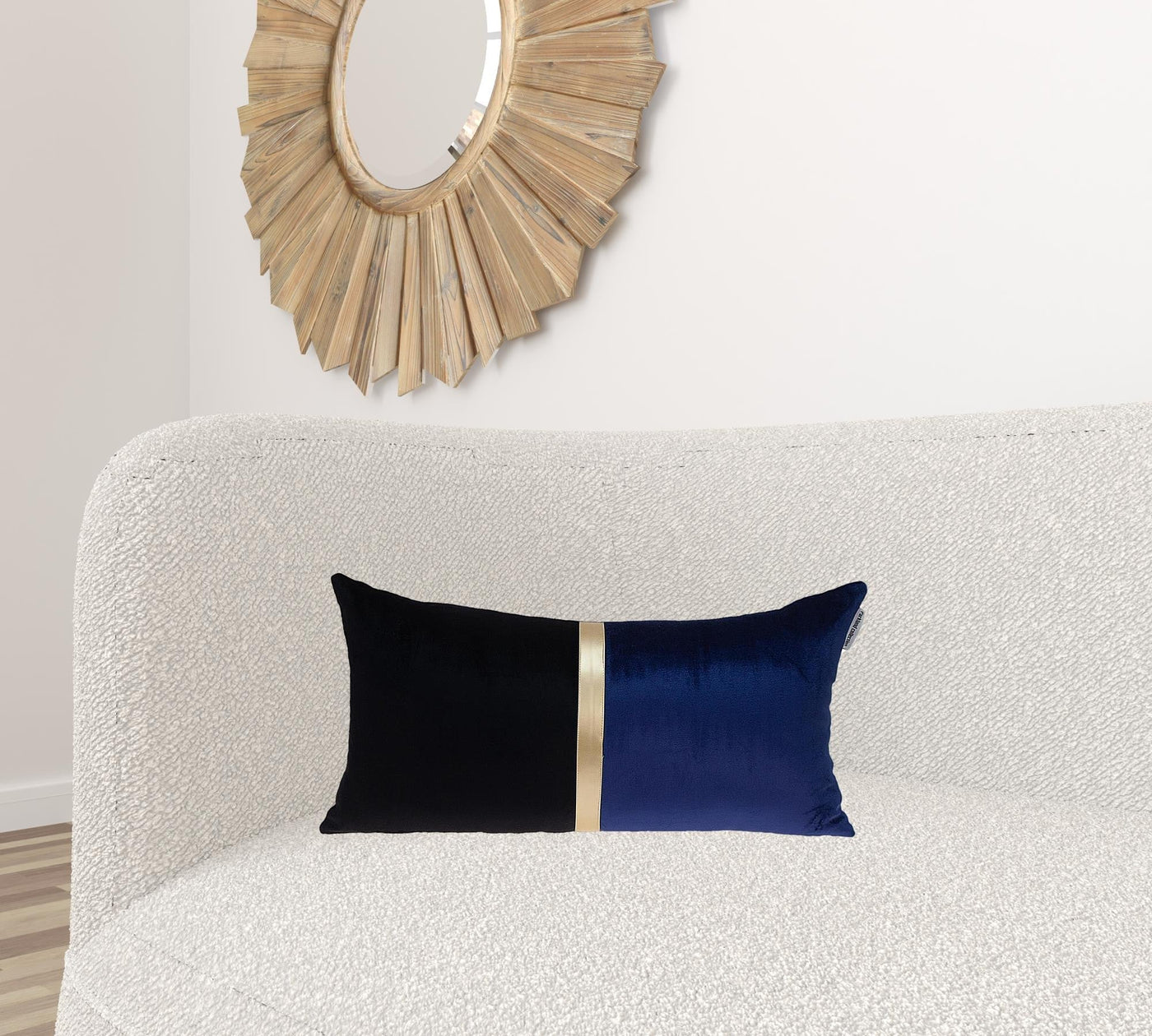 Black Gold and Blue Tufted Velvet Lumbar Pillow - Accent Throw Pillows