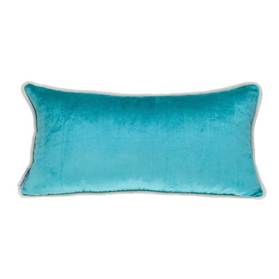 Reversible Royal and Aqua Lumbar Velvet Throw Pillow - Accent Throw Pillows