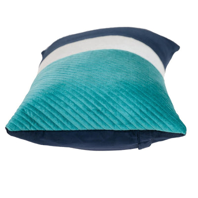 Navy Blue and Sea Blue Quilted Colorblock Velvet Lumbar Throw Pillow - Accent Throw Pillows