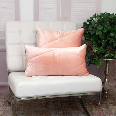 Quilted Pink Velvet Lumbar Throw Pillow - Accent Throw Pillows