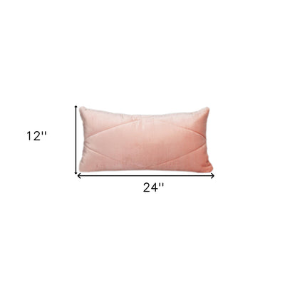 Quilted Pink Velvet Lumbar Throw Pillow - Accent Throw Pillows