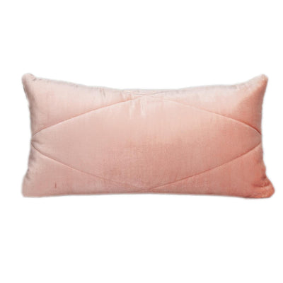 Quilted Pink Velvet Lumbar Throw Pillow - Accent Throw Pillows