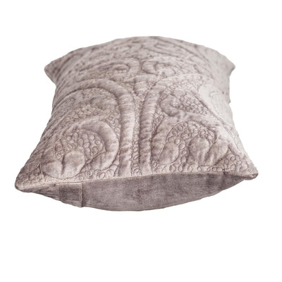 Taupe Quilted Velvet Lumbar Throw Pillow - Accent Throw Pillows