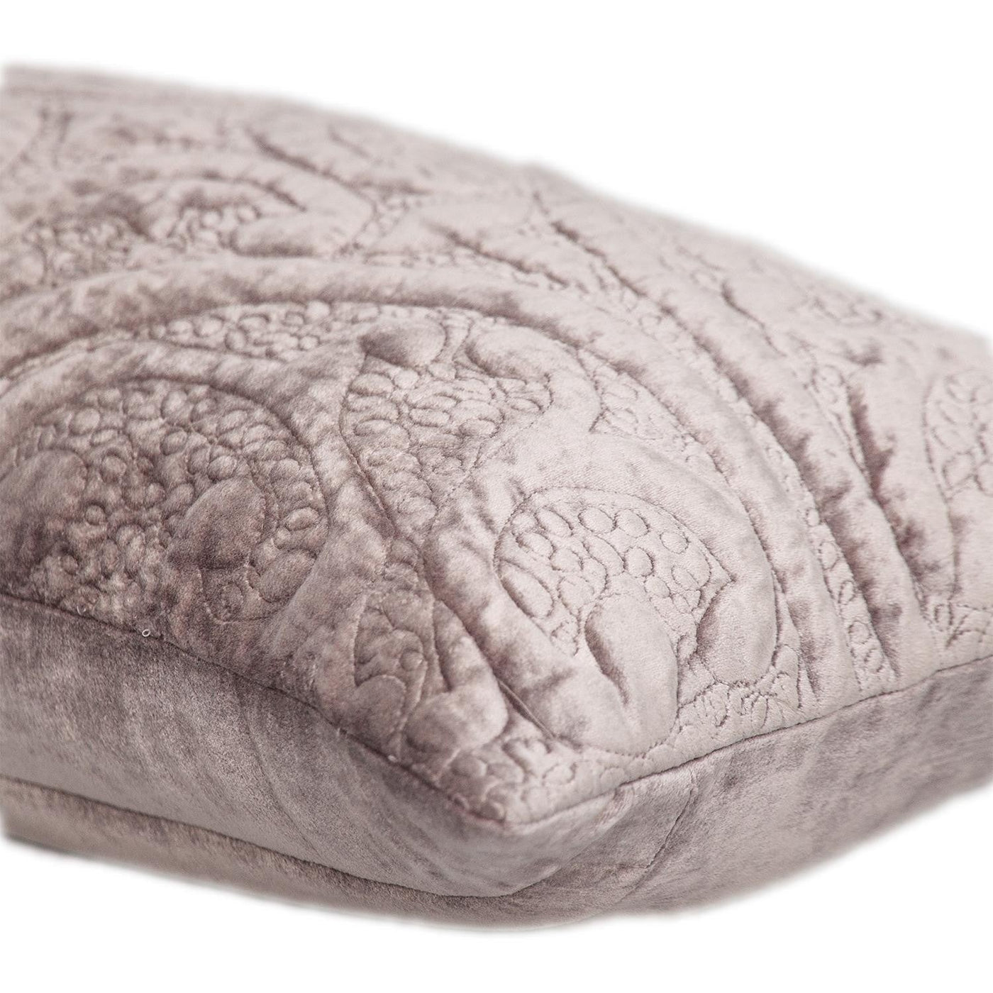 Taupe Quilted Velvet Lumbar Throw Pillow - Accent Throw Pillows