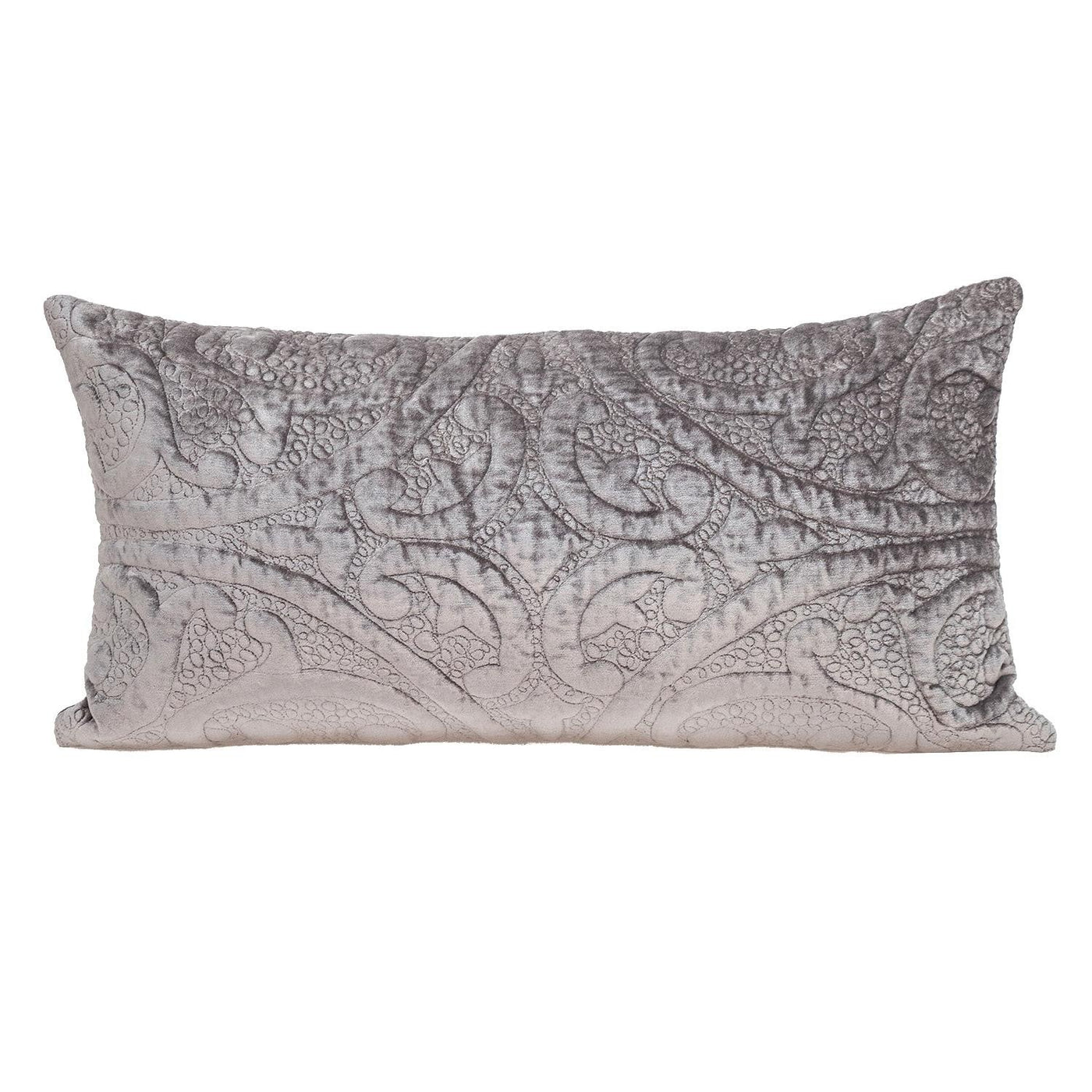 Taupe Quilted Velvet Lumbar Throw Pillow - Accent Throw Pillows