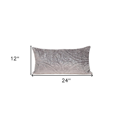 Taupe Quilted Velvet Lumbar Throw Pillow - Accent Throw Pillows