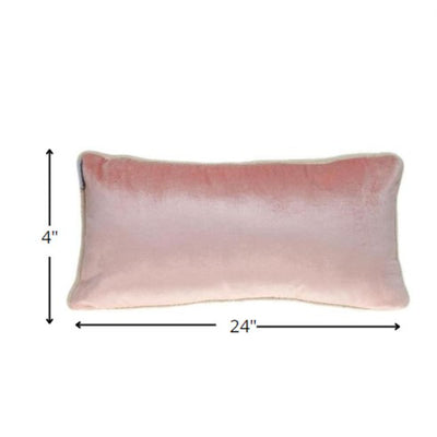 Reversible Ivory and Pink Lumbar Velvet Throw Pillow - Accent Throw Pillows