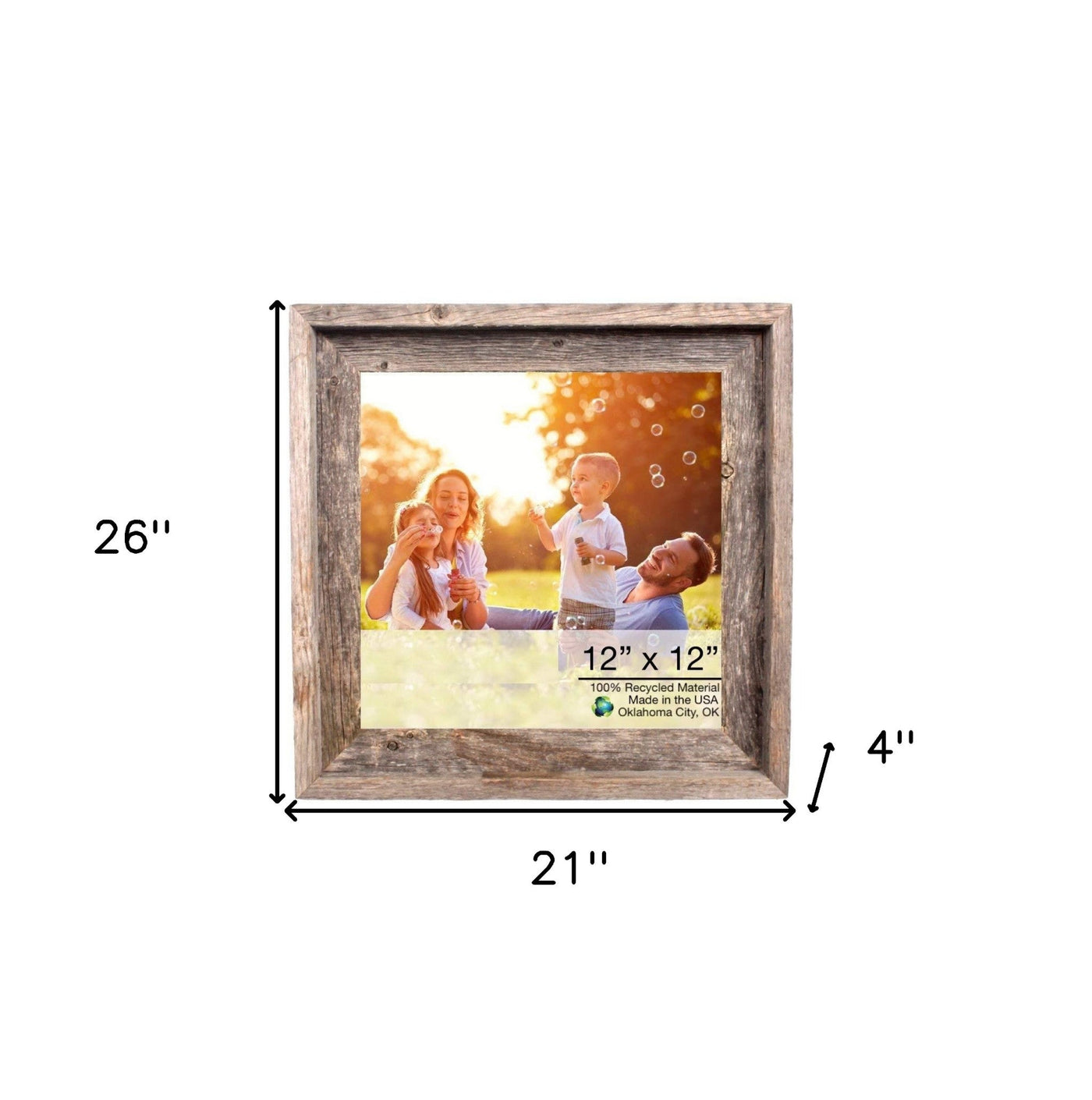 12X12 Natural Weathered Grey Picture Frame - Picture Frames