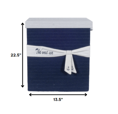 13.5’’ X 17’’ X 22.5’’ Blue Fabric Basket With Bow Decoration Set Of 5 - Organizers