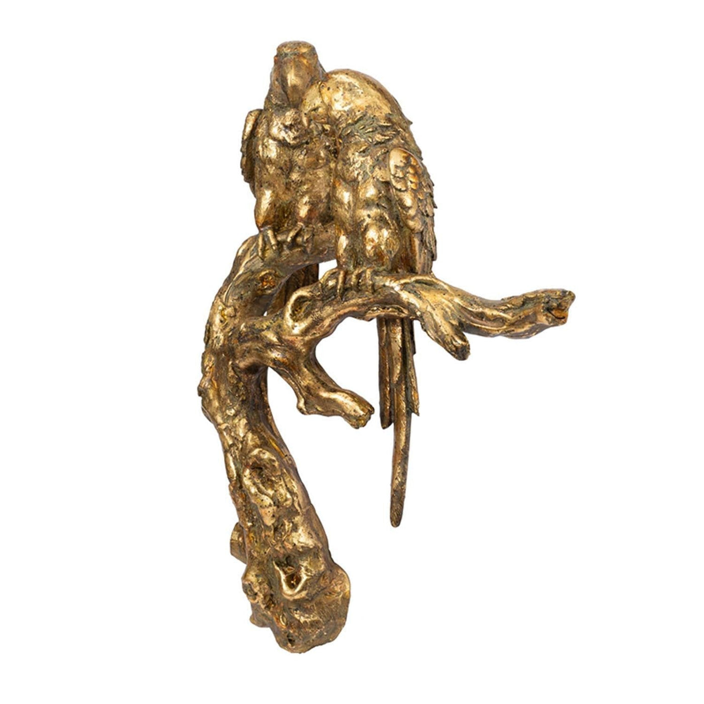 Antiqued Gold Parrots Sculpture - Wall Decor