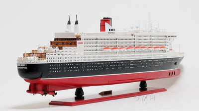 13’ Black and Red RMS Queen Mary II Large Boat Hand Painted Decorative Boat - Sculptures