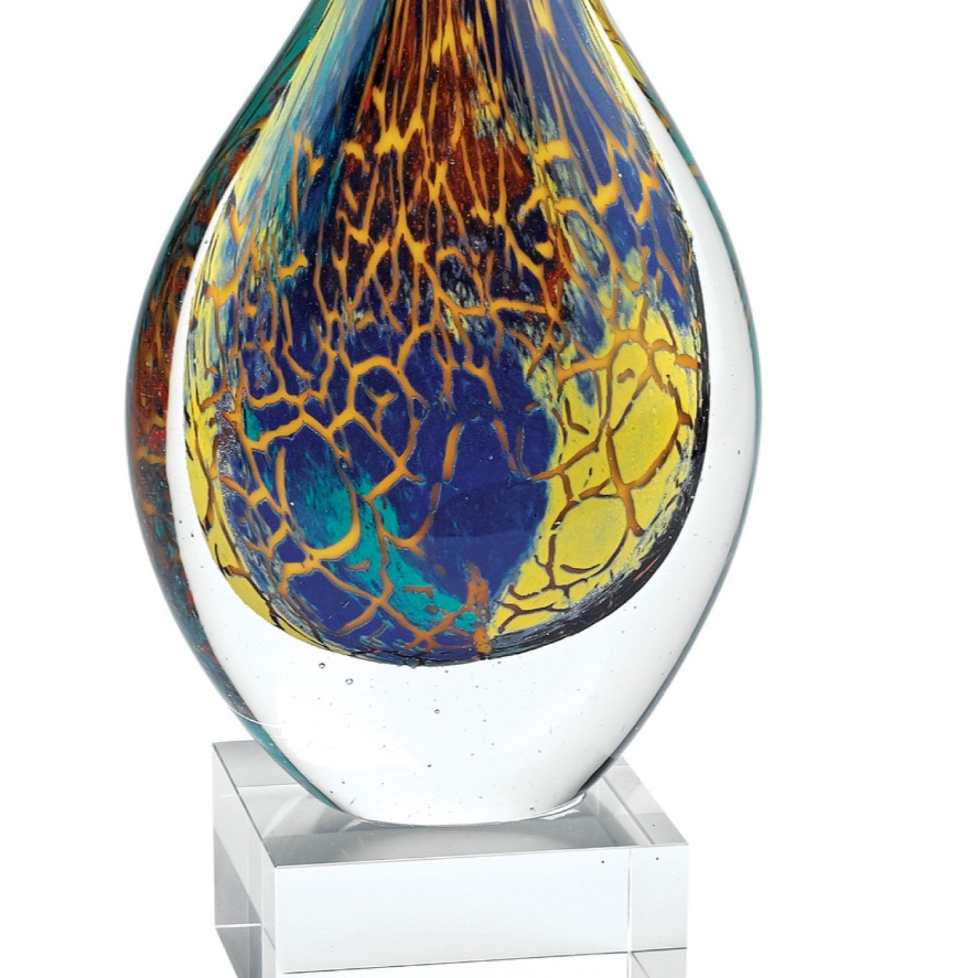 13’ Blue and Yellow Murano Glass Modern Abstract Tabletop Sculpture - Sculptures