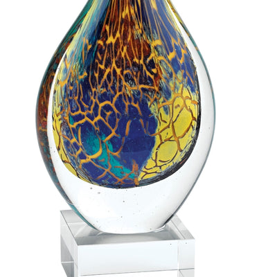 13’ Blue and Yellow Murano Glass Modern Abstract Tabletop Sculpture - Sculptures