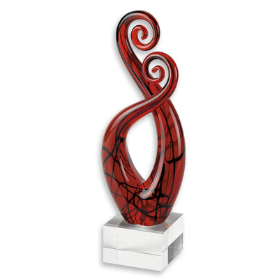 13’ Clear Burgundy and Black Murano Glass Modern Abstract Tabletop Sculpture - Sculptures