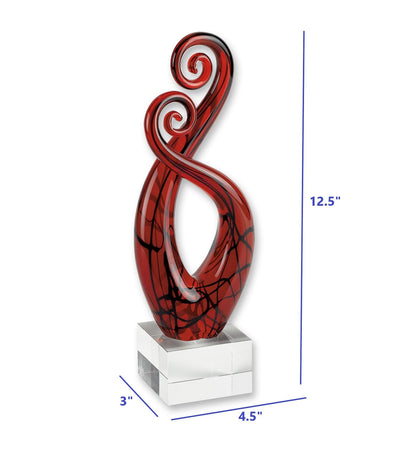 13’ Clear Burgundy and Black Murano Glass Modern Abstract Tabletop Sculpture - Sculptures