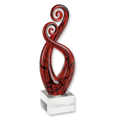 13’ Clear Burgundy and Black Murano Glass Modern Abstract Tabletop Sculpture - Sculptures