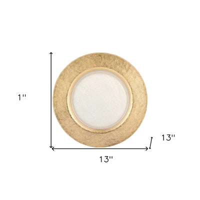 13’’ Gold Leaf Glass Charger Plate - Trays