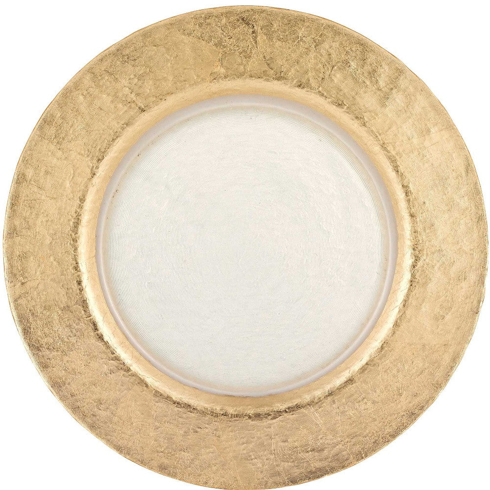 13’’ Gold Leaf Glass Charger Plate - Trays