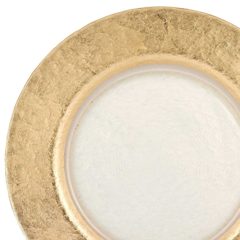 13’’ Gold Leaf Glass Charger Plate - Trays