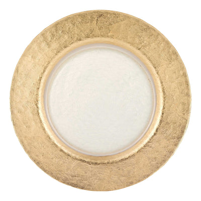 13’’ Gold Leaf Glass Charger Plate - Trays