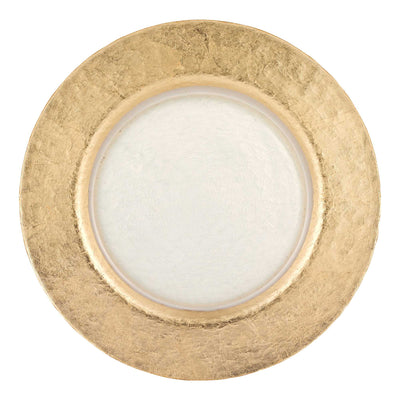 13’’ Gold Leaf Glass Charger Plate - Trays