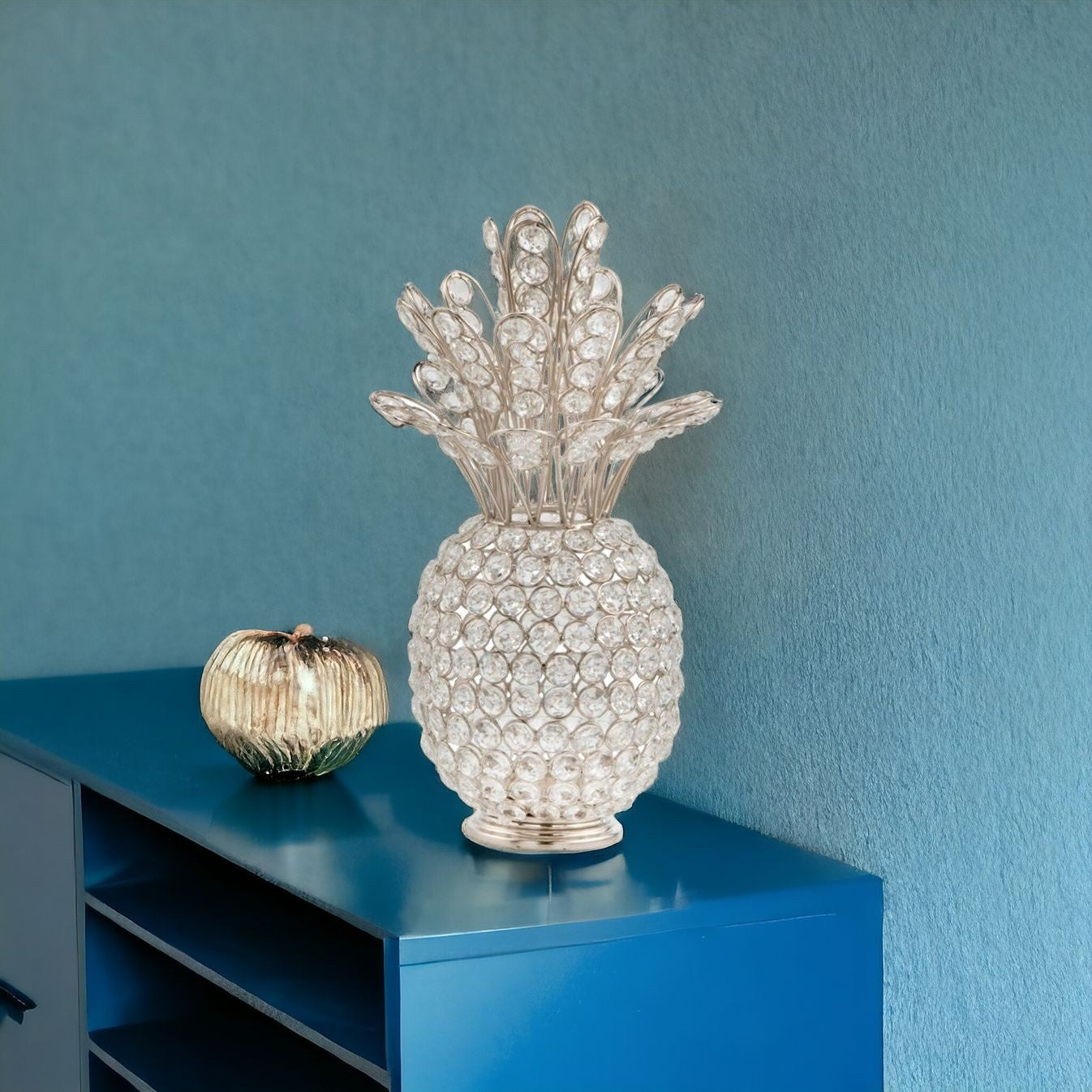 13’’ Silver Metal Decorative Pineapple - Sculptures