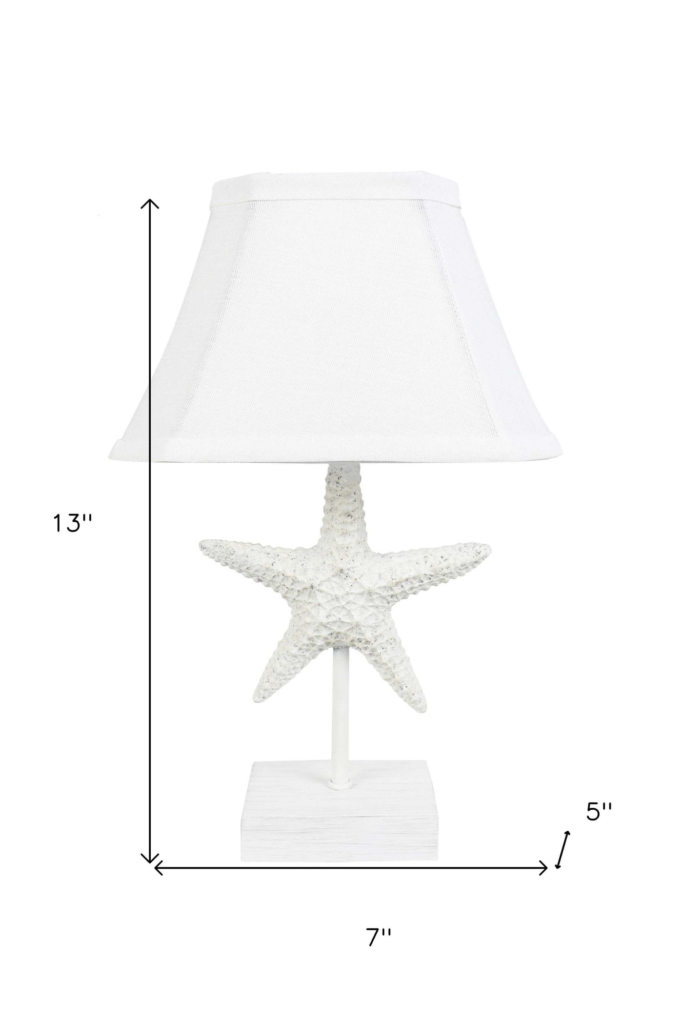 13’’ White Starfish Accent Lamp With White Bell Shade - Table Lamps