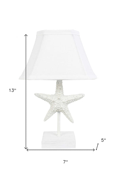 13’’ White Starfish Accent Lamp With White Bell Shade - Table Lamps