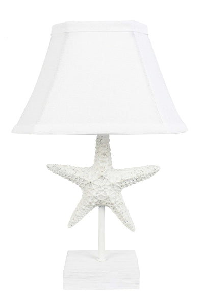 13’’ White Starfish Accent Lamp With White Bell Shade - Table Lamps