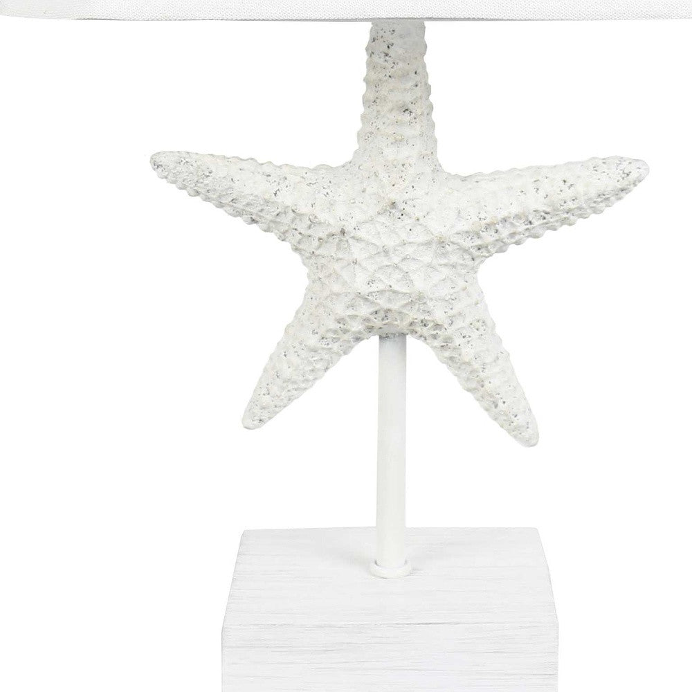 13’’ White Starfish Accent Lamp With White Bell Shade - Table Lamps