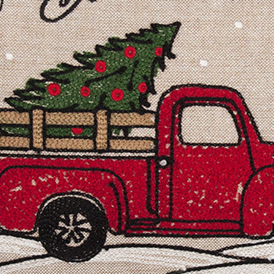 13’ X 18’ Beige and Red Christmas Holiday Van Polyester Zippered Pillow - Accent Throw Pillows