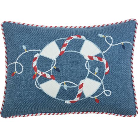 13’ X 18’ Blue Red And White Coastal Christmas Throw Pillow - Accent Throw Pillows