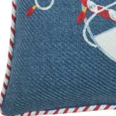 13’ X 18’ Blue Red And White Coastal Christmas Throw Pillow - Accent Throw Pillows