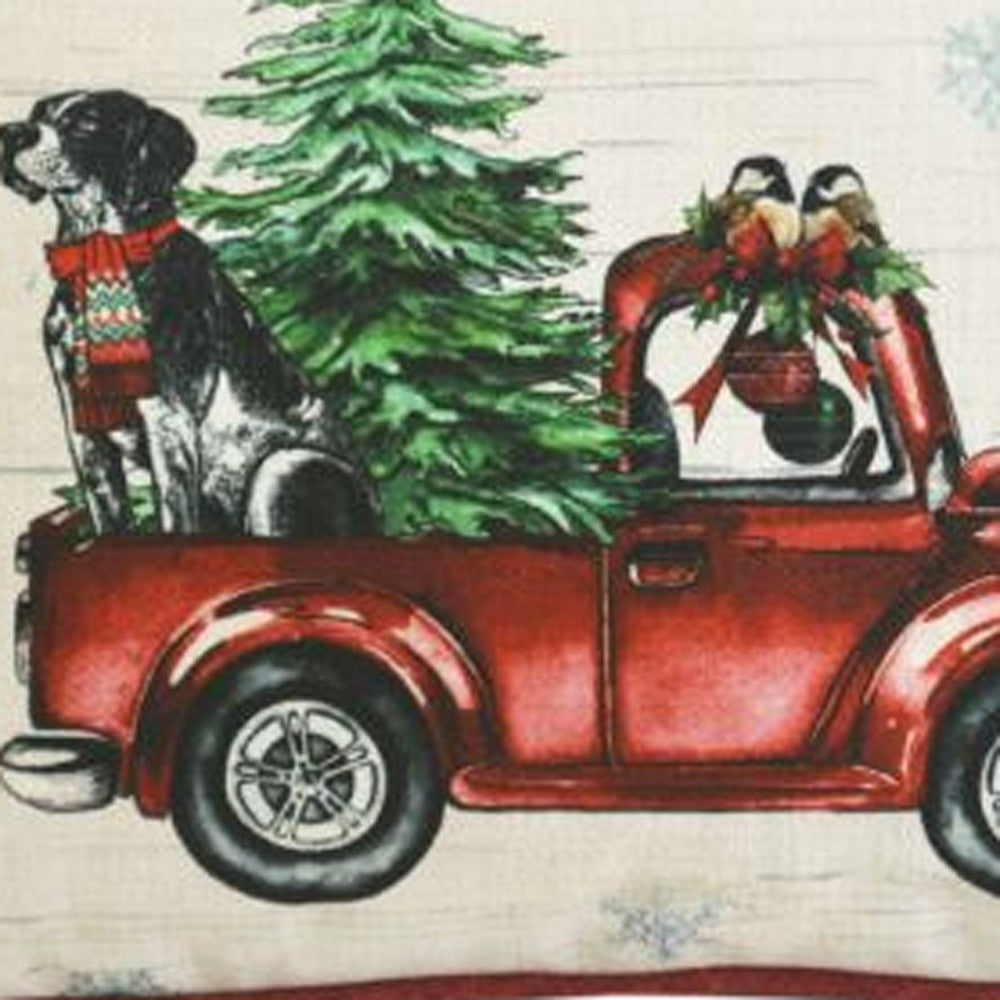 13’ X 18’ Dog Red Truck and Christmas Tree Throw Pillow - Accent Throw Pillows