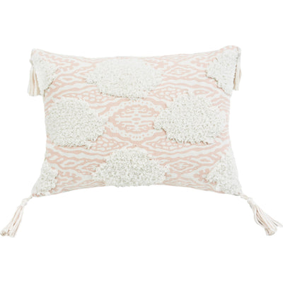 13’ X 18’ Peach And White Ogee Zippered Polyester And Cotton Blend Throw Pillow With Tassels - Accent Throw Pillows