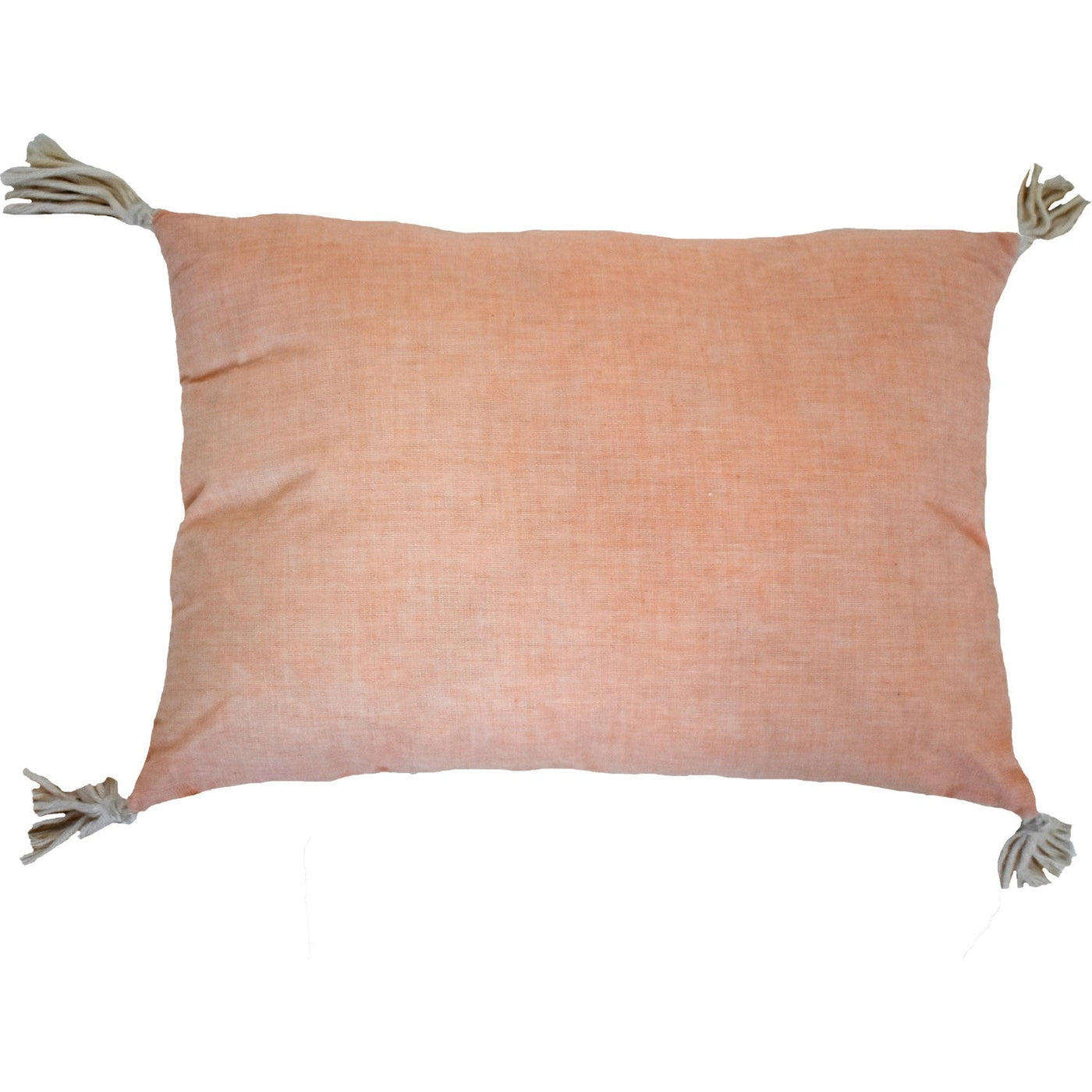 13’’ X 18’’ Peach And White Ogee Zippered Polyester And Cotton Blend Throw Pillow With Tassels - Accent Throw Pillows