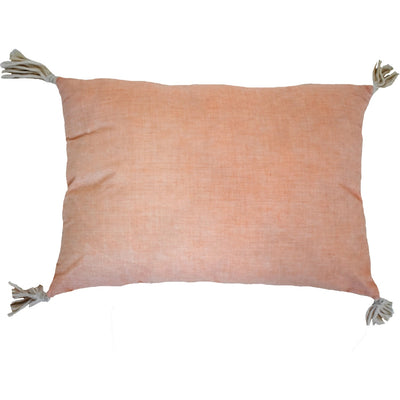 13’’ X 18’’ Peach and white Polyester and Cotton Blend Throw Pillow With Tassels - Accent Throw Pillows