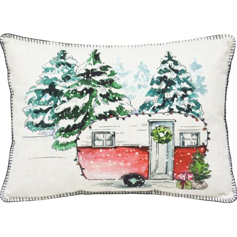 13’ X 18’ White Green And Red Zippered Polyester Christmas Holiday Van Throw Pillow - Accent Throw Pillows