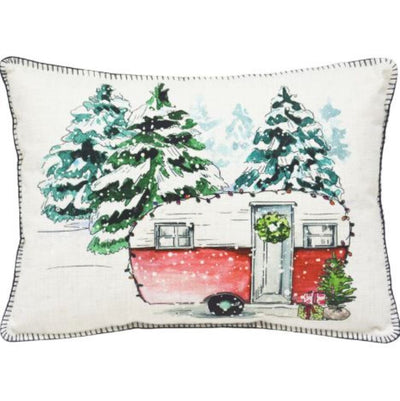 13’ X 18’ White Green And Red Zippered Polyester Christmas Holiday Van Throw Pillow - Accent Throw Pillows