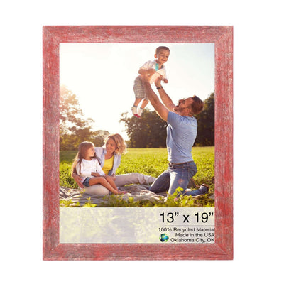 13” X 19” Rustic Farmhouse Red Wood Frame - Picture Frames