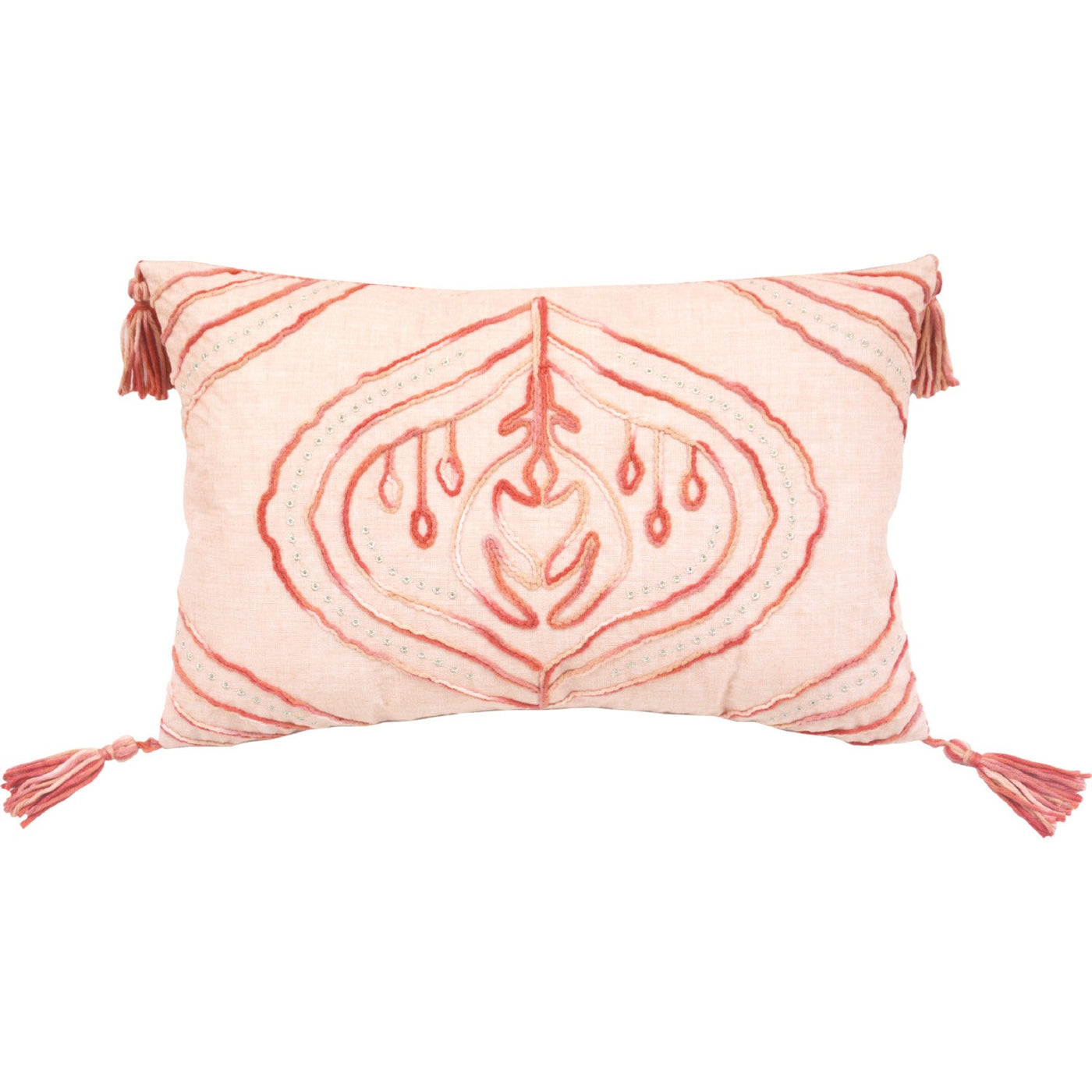 13’ X 20’ Coral Abstract Zippered Polyester Throw Pillow With Tassels - Accent Throw Pillows