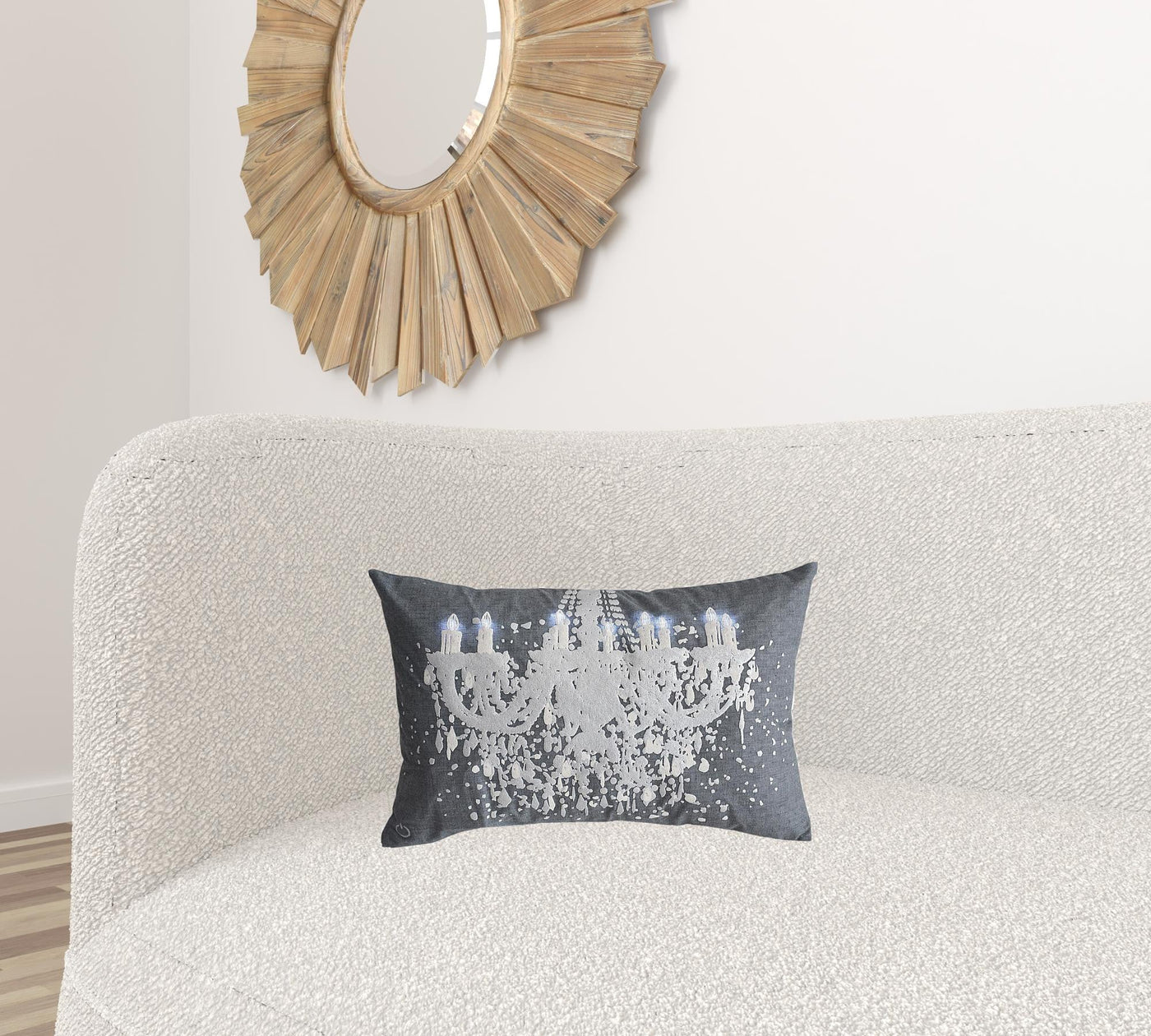 13’ X 20’ Grey And White Abstract Zippered Polyester Throw Pillow - Accent Throw Pillows