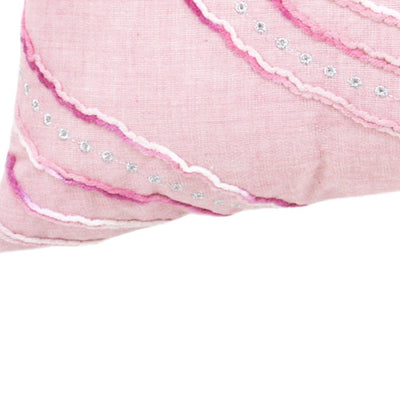 13’ X 20’ Pink White And Silver Abstract Zippered Polyester Throw Pillow With Tassels - Accent Throw Pillows