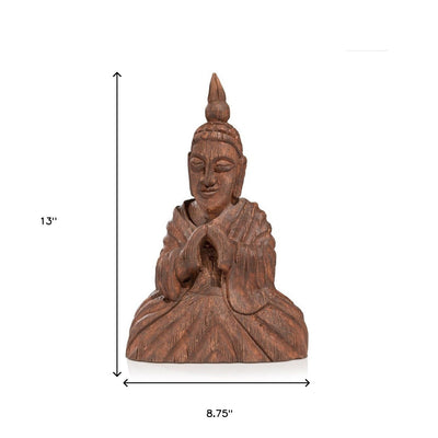 Wooden Seated Buddha Sculpture - Wall Decor