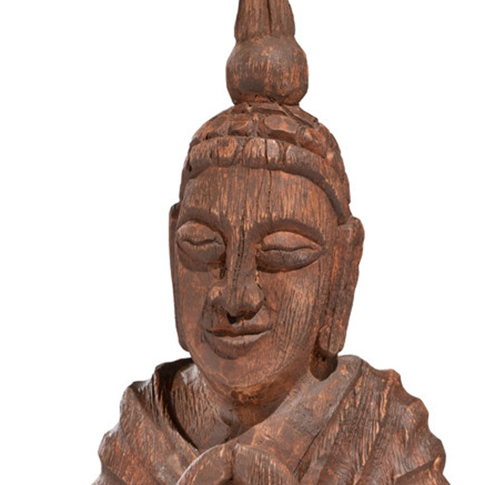 Wooden Seated Buddha Sculpture - Wall Decor